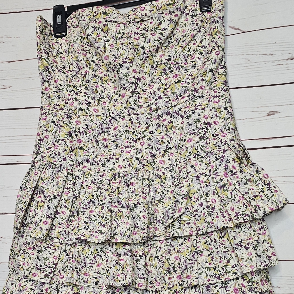 J. Crew Strapless Floral Tiered Mini Dress - Picture 4 of 13